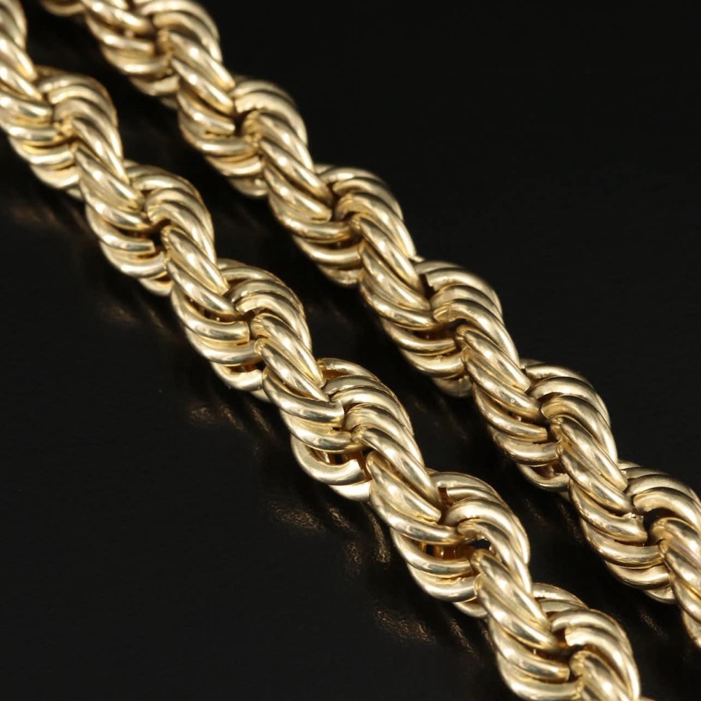 10K Gold 10.6mm 23 Inch Rope Chain - Picture 5 of 8